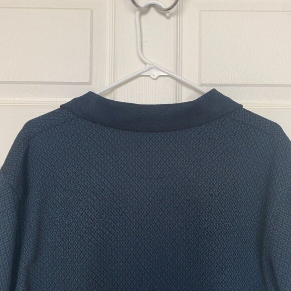 George Mens L 42-44 Jersey Polo Shirt Short Sleeve NWT Black Teal Patterned - Picture 6 of 11
